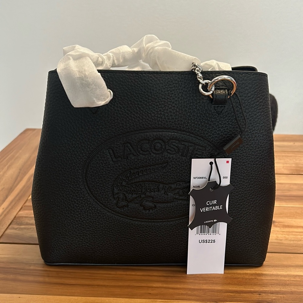 Lacoste Medium Calfskin Leather satchel/tote with crossbody strap NWT!